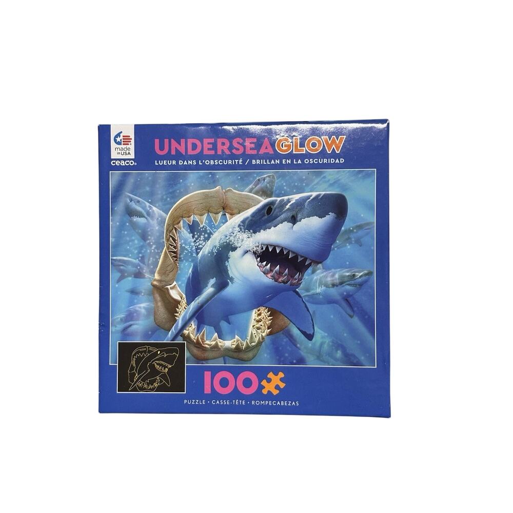CEACO 100 Piece Puzzle Undersea Glow Great White Delight Fish New